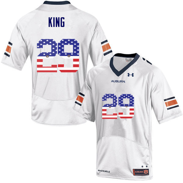 Auburn Tigers Men's Brandon King #29 White Under Armour Stitched College USA Flag Fashion NCAA Authentic Football Jersey WWB2474GK